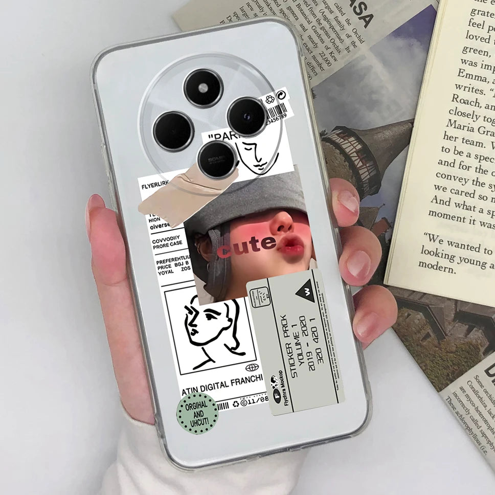 Funda de teléfono para Redmi 14C 4G, cubierta trasera creativa, transparente, suave, delgada, de silicona TPU, a prueba de golpes, protectora para Redmi14C