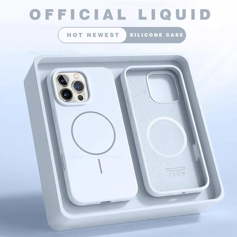 Funda de teléfono magnética para iPhone 15, 14, 16 Plus, 11, 12, 13, 17 Pro Max Air, carcasa de silicona a prueba de golpes para fundas de carga inalámbrica Magsafe, fundas de teléfono iphone 17 16 pro max