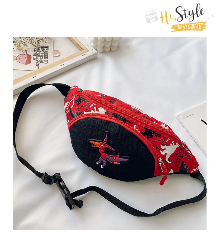 Lindas bolsas de almacenamiento de dinosaurio de dibujos animados para niños, teléfono, auriculares, bolsa de dinero, organizador de moda, bolsa de pecho y cintura, bolsa de cinturón para niños