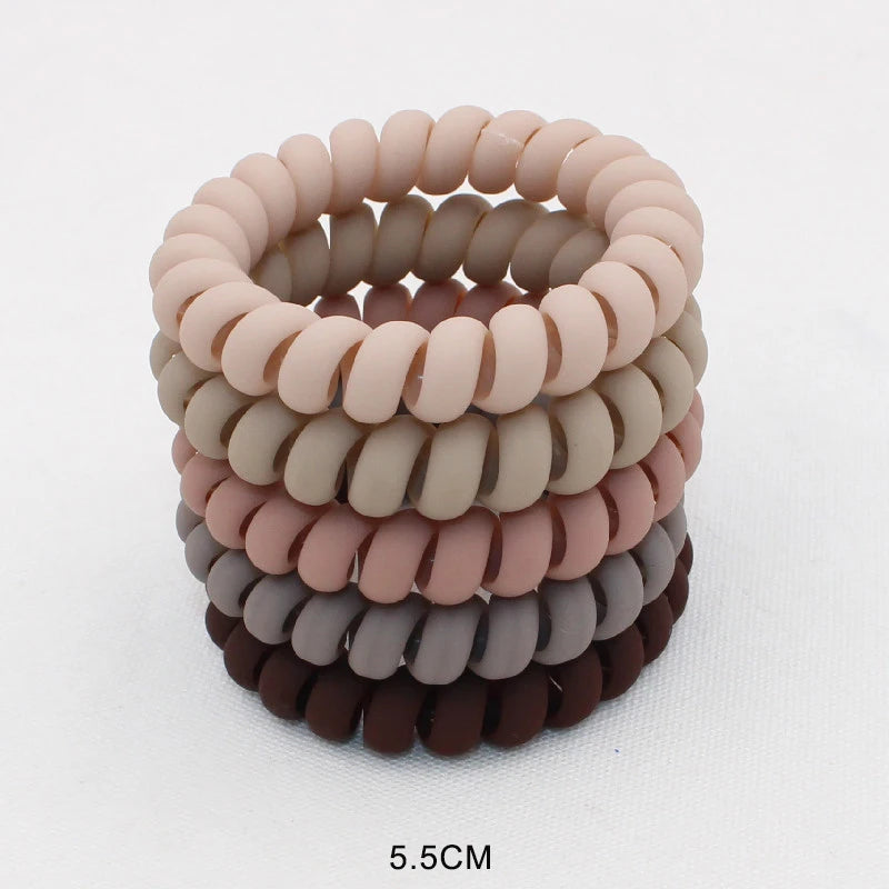 Banda elástica para el cabello, banda para el pelo con cable en espiral esmerilado, lazo para el pelo, Goma elástica para la cabeza, color liso mate, 5 unidades por juego, nueva moda