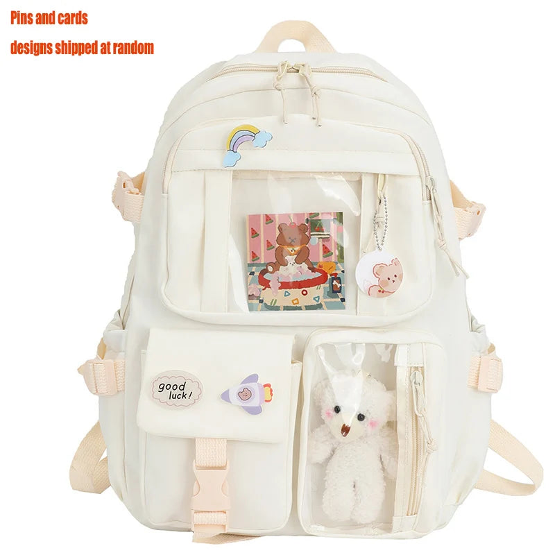 Mochilas bonitas para mujer, mochila escolar de nailon con múltiples bolsillos impermeable para estudiantes y niñas, mochila Kawaii para ordenador portátil, Mochilas