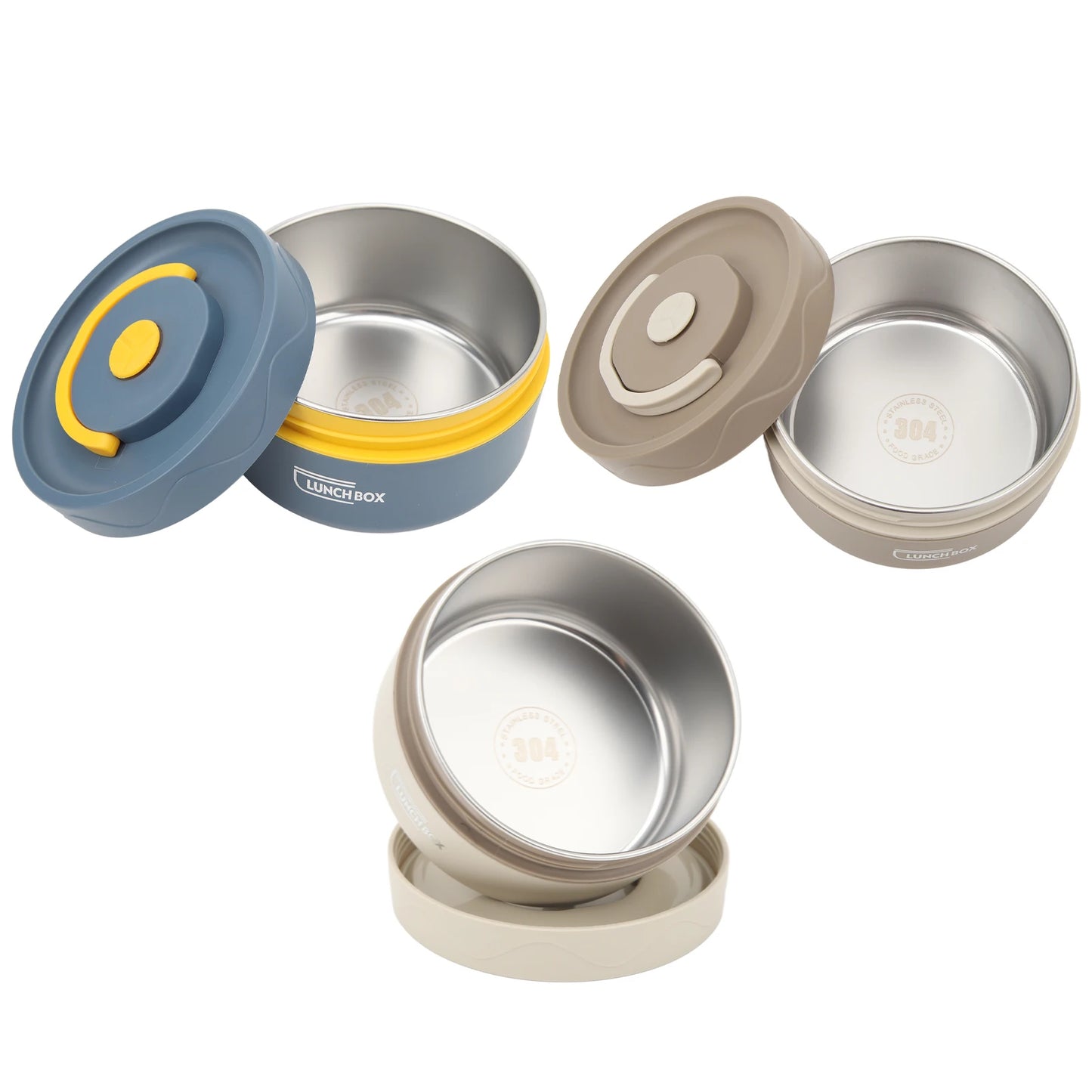 Olla de cocina térmica de aislamiento térmico de 440ml, recipiente térmico portátil de doble capa de acero inoxidable con forma redonda, 1 Uds.
