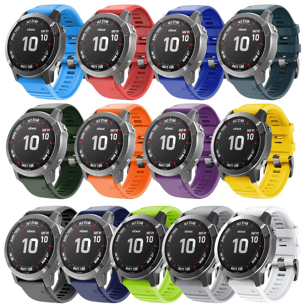 Correa deportiva de silicona para Garmin Descent G2 G1 Mk3i Mk2 Mk1/Fenix 8 Pro E 7 7X 6 6X 5 5X/Epix pulsera suave 22/26mm banda Quickfit