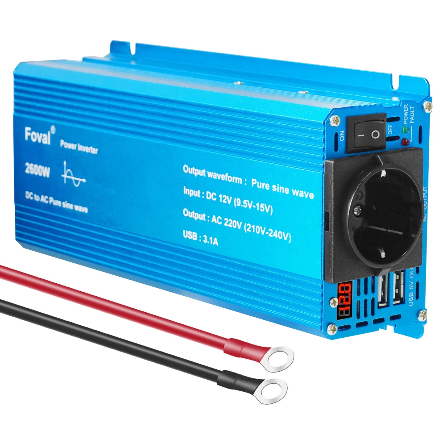 Inversor de onda sinusoidal pura DC 12V a AC 220V 230V 1500W/2200W/2600W/3000W convertidor de transferencia de voltaje enchufe de la UE accesorios para automóviles