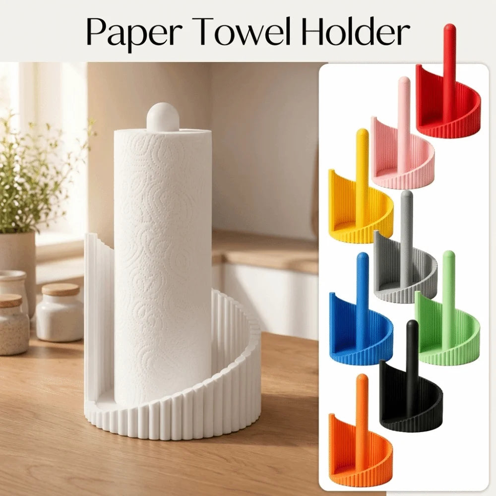 Dispensador de toallas de papel para impresión 3D, de pie, estable, para la cocina, que ahorra espacio y ofrece un sistema sencillo para guardar rollos de papel.