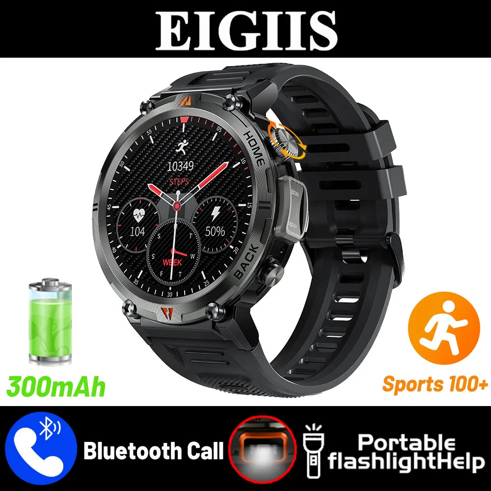 EIGIIS KE3 2025 nuevo reloj inteligente con llamada Bluetooth para hombres pantalla completamente táctil con Monitor de salud linterna de ritmo cardíaco reloj inteligente