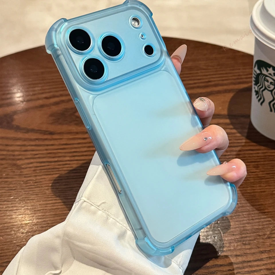 Bonita funda de teléfono transparente mate para iPhone 17 Air 16E 14 15 16 11 12 13 Pro Max Plus X XS MAX XR, funda protectora a prueba de golpes