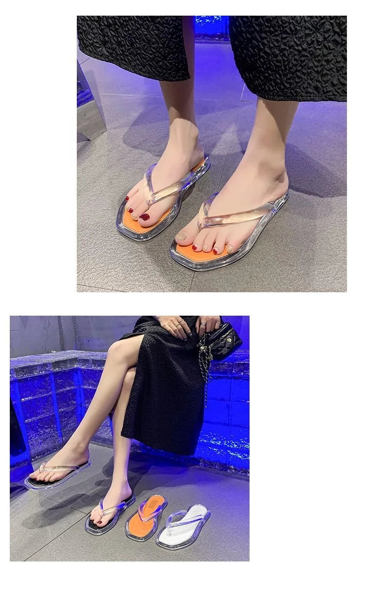 Sandalias de PVC con purpurina, chanclas de goma de talla grande para mujer, sandalias de playa, sandalias bajas, sandalias hawaianas de PVC, sandalias romanas, verano 2026