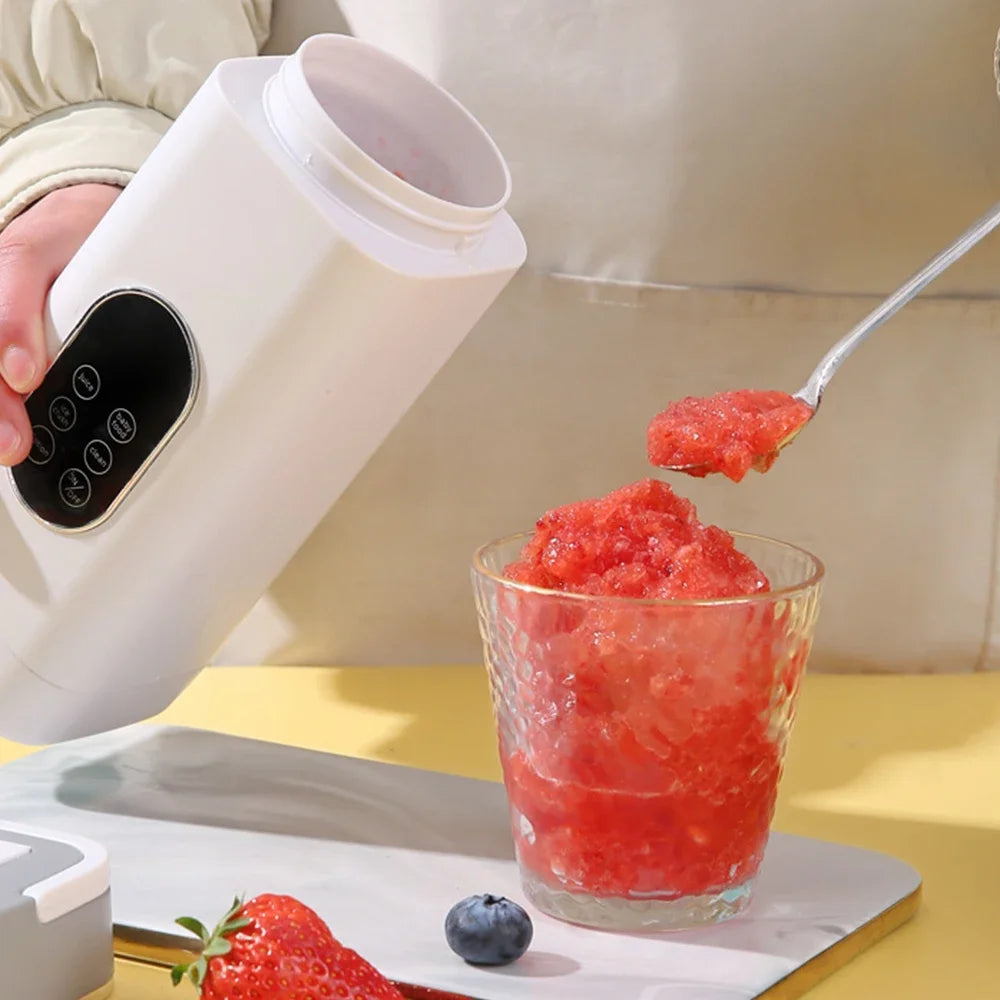 Licuadora Eléctrica Portátil de 400 ml, 2 Tazas, Mini Licuadora Multifuncional Inalámbrica para el Hogar, Recargable por USB, Vaso Mezclador Pequeño