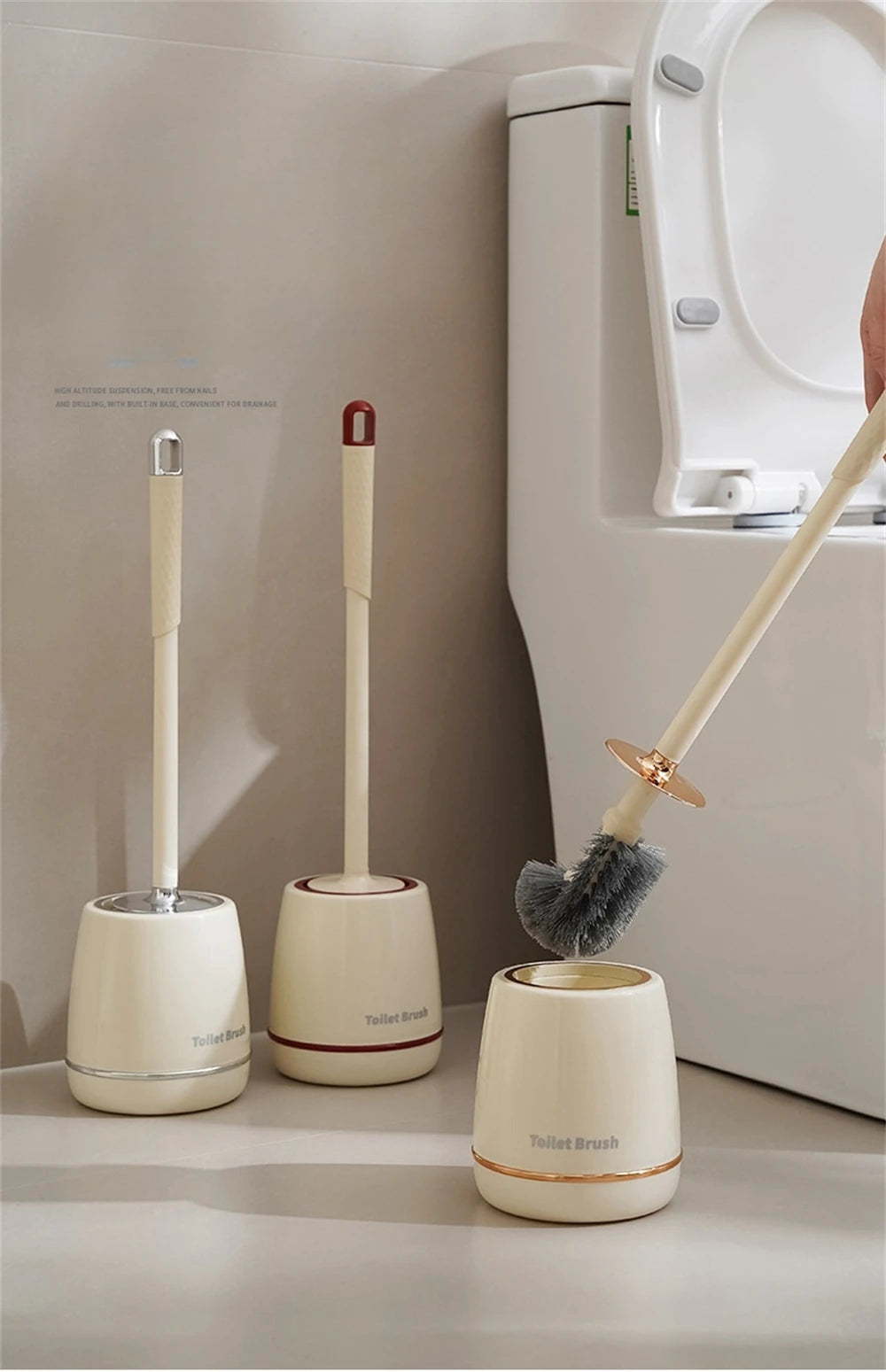 Cepillo de baño creativo con soporte, cepillos suaves para el hogar, accesorios de limpieza, base a prueba de fugas, herramientas de limpieza de secado rápido