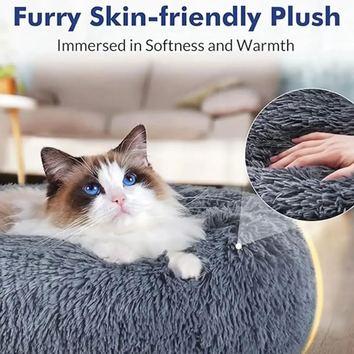 Cama redonda para mascotas de 40-90cm y 6 tamaños, cama para perros grandes, cama para gatos súper suave, casa para perros de peluche para perros medianos, casa para dormir cálido en invierno