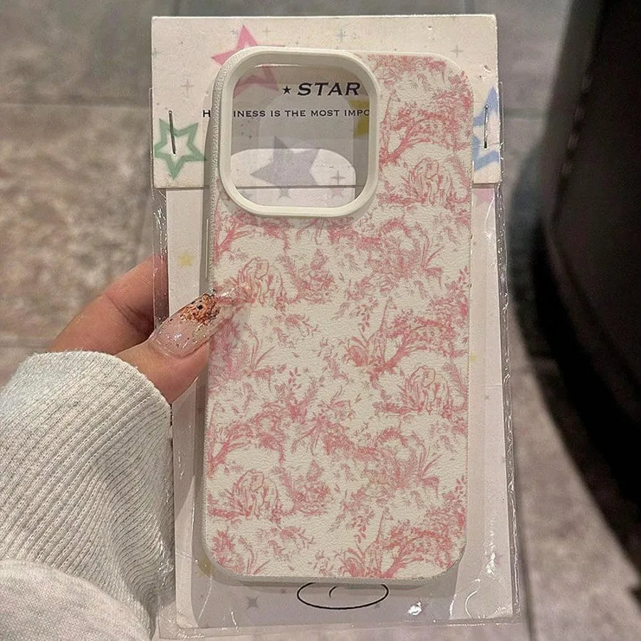 Funda de Silicona con Diseño Floral de Lichí Rosa para iPhone 17, 17 Air, 16, 15, 14, 13, 12, 11 Pro Max, Funda para iPhone 16, 15, 14 Plus