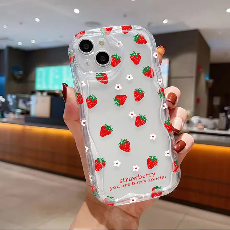 Funda con colgante de flor de fresa para Realme 15 13 14 Pro Plus 12 12X C71 C67 8i 8 C15 C12 C25 C25S C11 11 5G 7 6 5 Pro