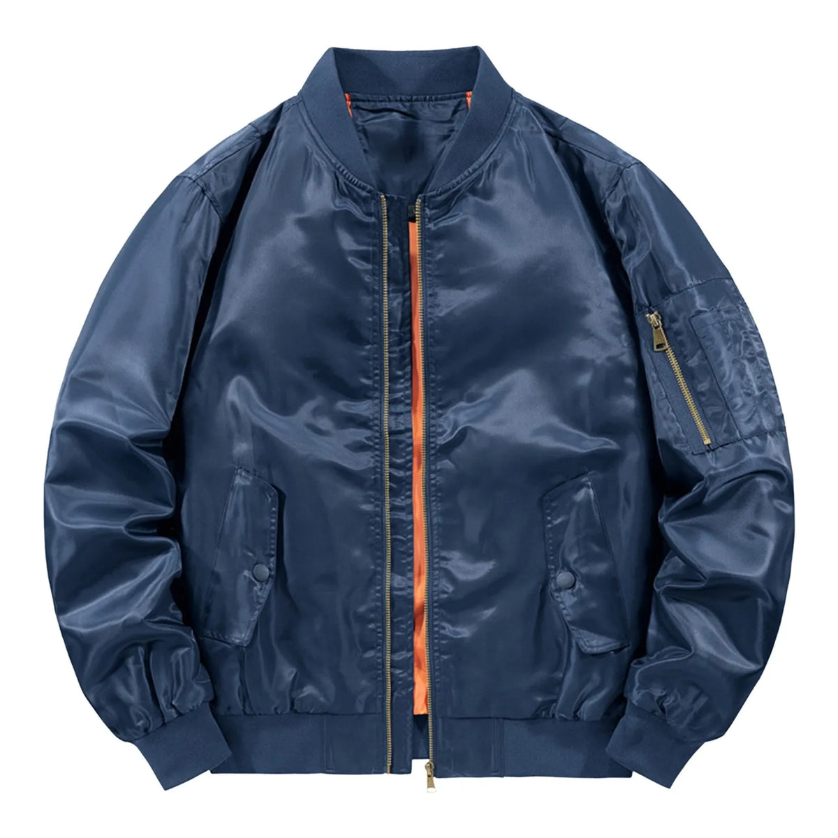 Chaqueta Bomber de ocio con cuello levantado para hombre, chaqueta de béisbol ligera con cremallera de manga larga Vintage para primavera y otoño
