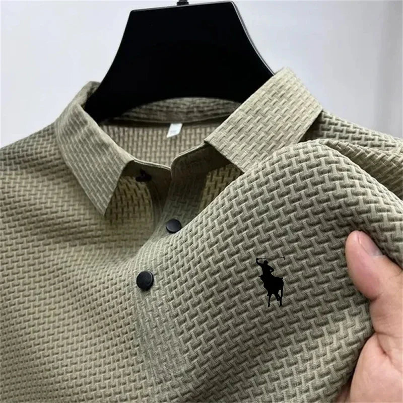 Camisetas de Manga Corta de Seda Helada para Hombre, Verano 2026, Frescas, Transpirables, Estilo Business-Casual, Polo Versátil