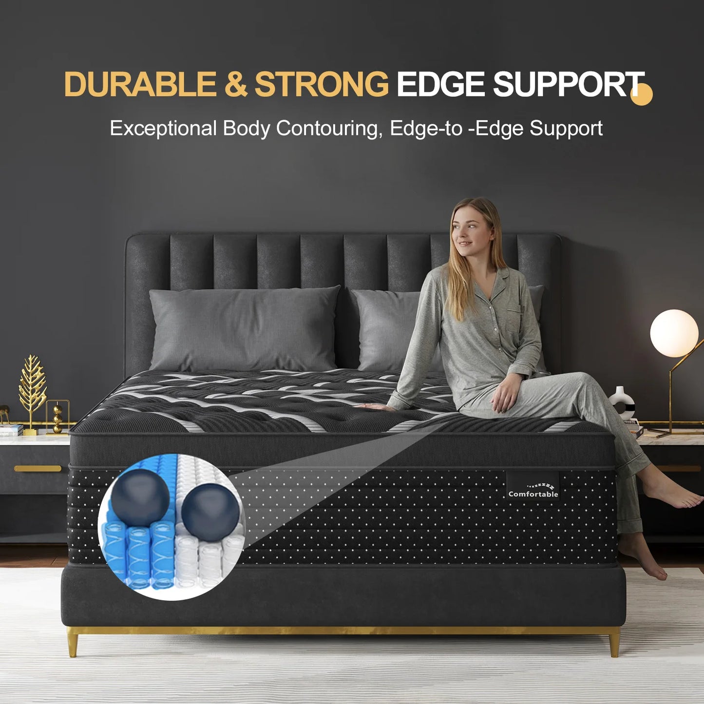 12/14in Hybrid Gel Memory Foam Mattress with Pocket Spring, Medium Firm, Motion Isolation Mattress in a Box