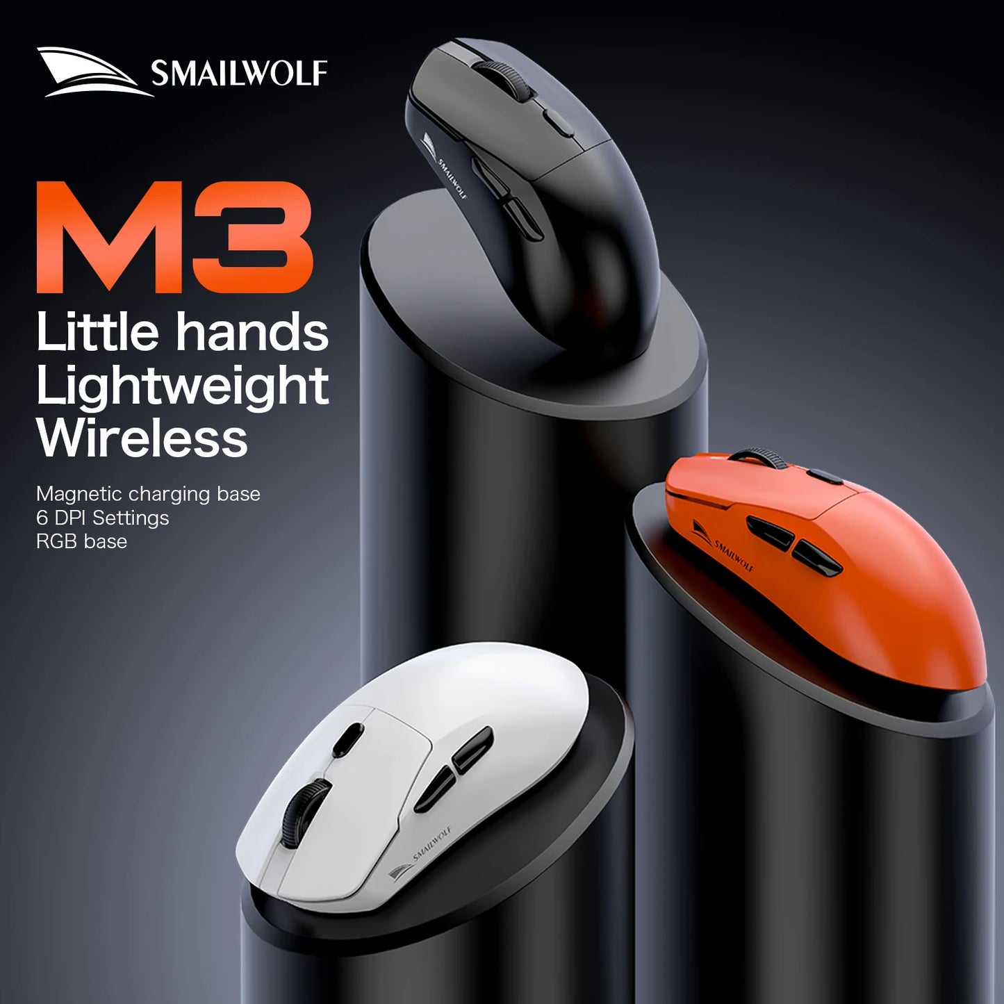 Ratón Inalámbrico SMAILWOLF M3 PRO con Bluetooth de Tres Modos, para Juegos, Portátil, Escritorio, PAW3311, con Cable, Ligero, para FPS