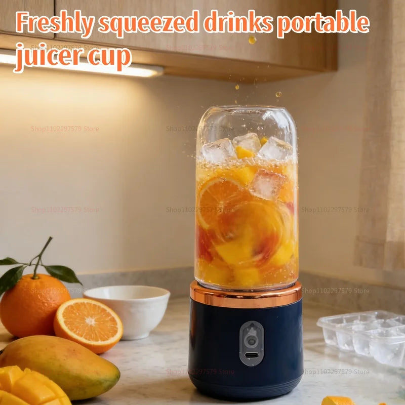 Licuadora Eléctrica Portátil de 6 Cuchillas, Máquina para Hacer Jugos y Smoothies, Trituradora de Hielo, Procesador de Alimentos Personal para Bebidas Frescas