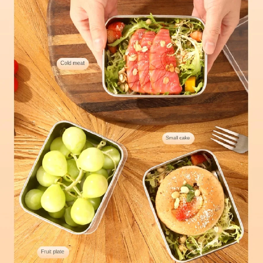 Juego de 6 recipientes de acero inoxidable para almacenar alimentos con tapas - Herméticos, apilables y reutilizables para camping, picnics, escuela