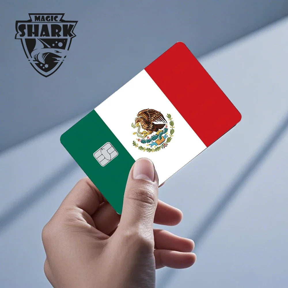 Tiburón mágico dinero dólar Bitcoin Anime yo-gi-oh calavera corazón cubierta pegatina película piel para tarjeta de crédito de débito lado frontal