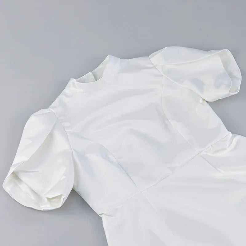 Minivestido elegante con lazo blanco para mujer, vestidos cortos de lujo, vestidos informales negros y rojos para fiesta de noche, cumpleaños y verano