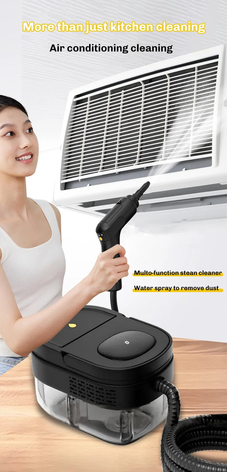 Limpiador a vapor de mano, máquina de limpieza de aire acondicionado de alta calidad, capó de cocina, electrodoméstico, herramientas limpiadoras de vidrio para coche, más limpieza