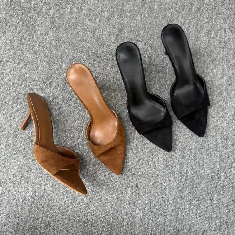 Nuevas sandalias sexys de tacón alto y fino para mujer, estilo callejero, para fiesta, sandalias de stripper, de verano, con punta abierta, fáciles de poner.