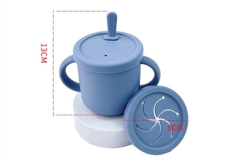 Juego de platos de silicona de grado alimenticio para niños, tazón de alimentación de bebé, plato de succión, taza de paja, cuchara de madera, tenedor, vajilla para niños, platos para niños pequeños