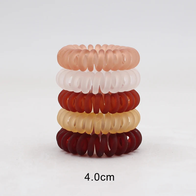 Banda elástica para el cabello, banda para el pelo con cable en espiral esmerilado, lazo para el pelo, Goma elástica para la cabeza, color liso mate, 5 unidades por juego, nueva moda