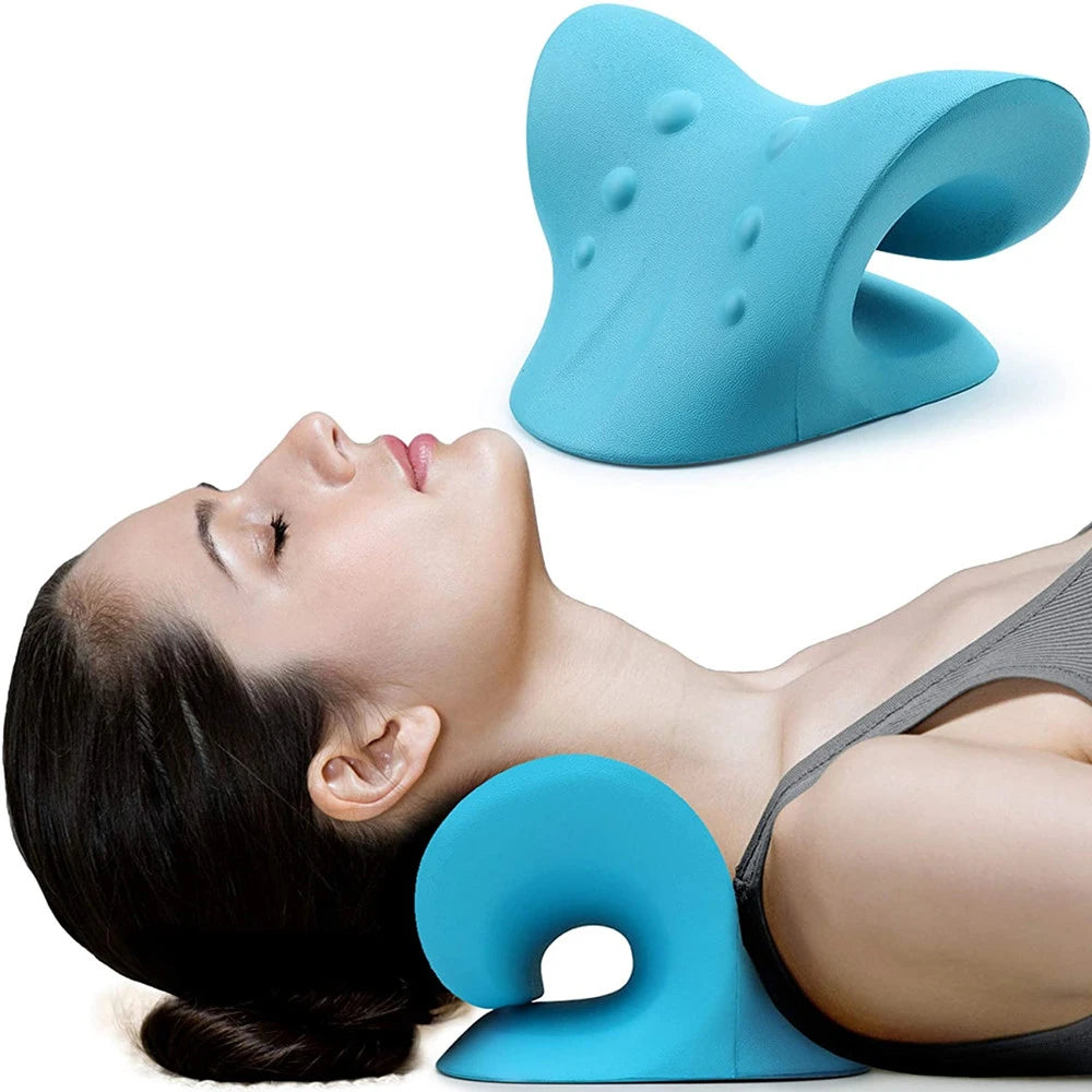 Camilla relajante para cuello y hombros, dispositivo de tracción quiropráctica Cervical, almohada de masaje para aliviar el dolor, alineación de la columna Cervical