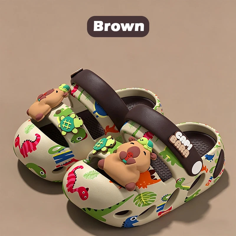 Zapatos de Jardín para Niños con Diseño de Dinosaurio y Capibara, Sandalias Suaves Antideslizantes para Niños, Chanclas Transpirables para Playa y Piscina
