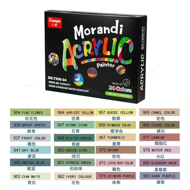 Rotuladores de pincel acrílico para tela, lienzo, piedra, Metal, cerámica, bolígrafo de pintura DIY, 12-60 colores