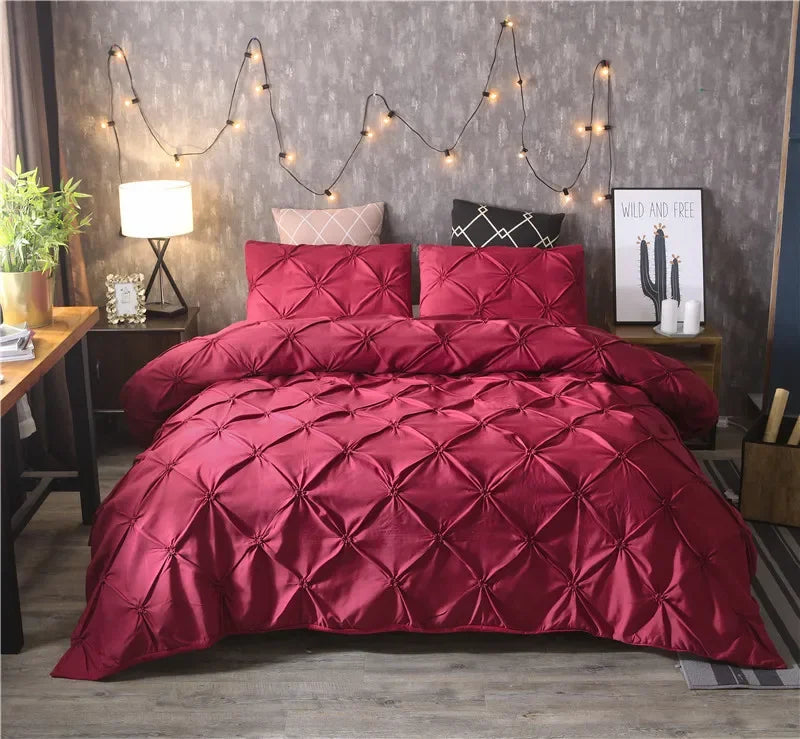 Juego de funda nórdica negra con pliegues pellizcos, ropa de cama de poliéster tamaño King, juegos de cama de lujo para uso doméstico y hotel (sin relleno ni sábana), 2/3 Uds.