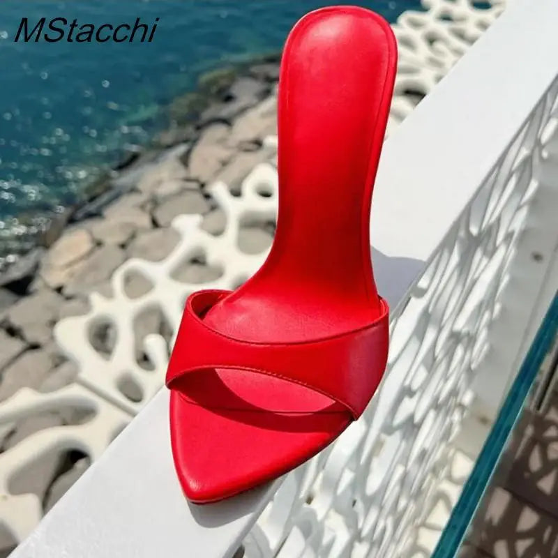 Zapatillas de tacón súper alto para mujer, zapatos de verano con punta abierta, sandalias de tacón de aguja de colores combinados, zapatos sexis de fiesta para mujer, zapatos de tacón de lujo para mujer