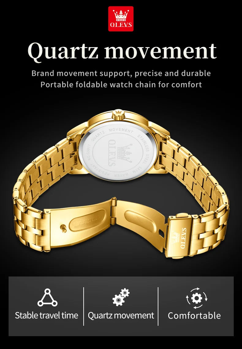 OLEVS 9917 New Mens Watch Original Quartz Watch Diamond Scale Waterproof Luminous Dual Calendar Display Mens Gifts Freebie Reloj