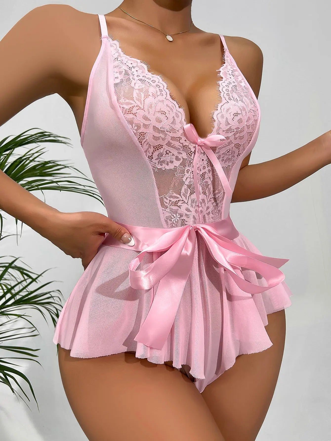 Conjunto de pijama de encaje para mujer, ropa de dormir Sexy, S-XL, cómoda, informal, de verano