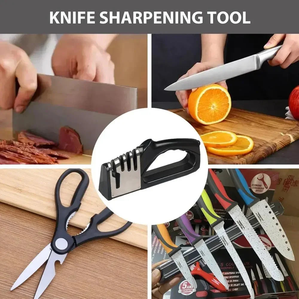 Afilador de cuchillos de cocina de 4 segmentos, Base antideslizante portátil multifuncional, accesorios de utensilios de cocina para el hogar