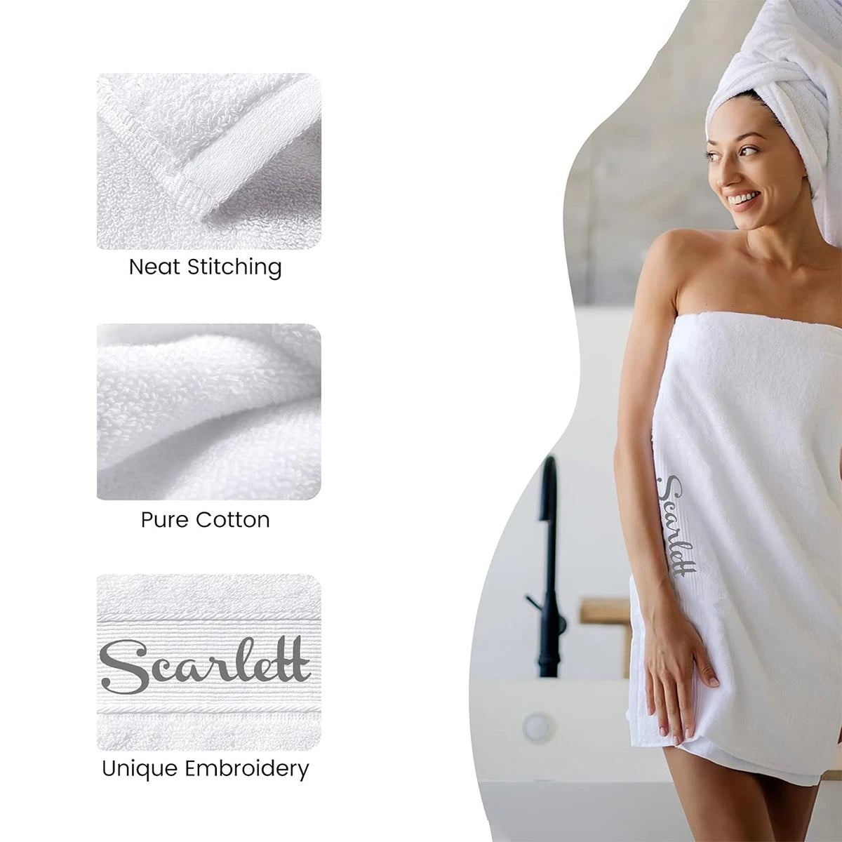 Toalla de mano bordada con patrón personalizado, Toalla de baño con nombre personalizado, juego de toallas personalizadas, súper absorbente, 100% puro, 1 ud.