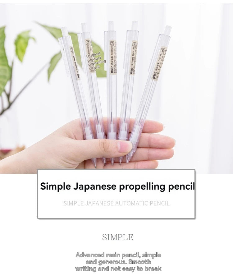 5 unids/set portaminas blanco Simple bolígrafo automático 0,5/0,7mm para estudiantes útiles escolares accesorios de oficina papelería
