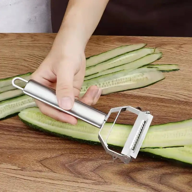 Pelador de verduras de cocina, cepillador de melón de acero inoxidable, pelador de doble cabezal, pelador de frutas y verduras multifunción para el hogar