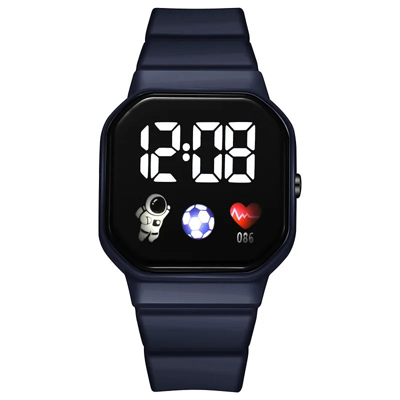 Reloj Deportivo para Niños, Relojes Digitales LED, Correa de Silicona de Fútbol, Reloj de Pulsera Electrónico Impermeable para Niños y Niñas, Regalos