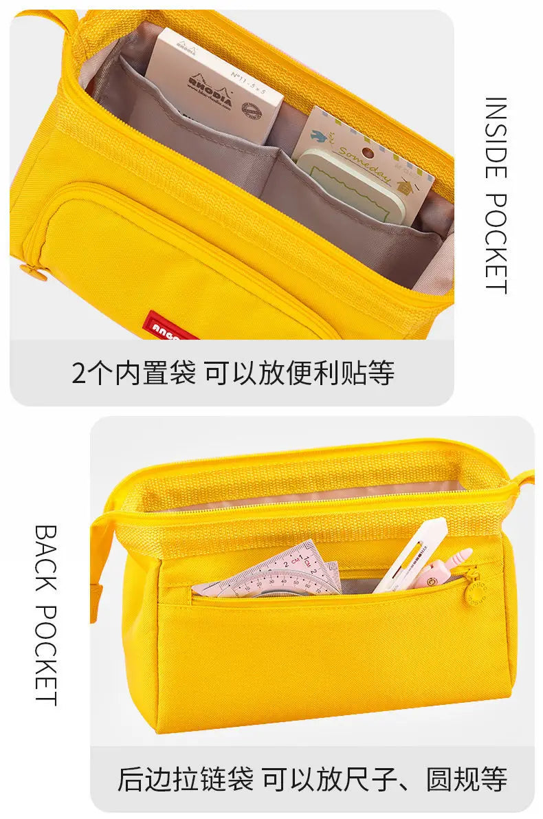 Estuche grande para lápices, bolsa para bolígrafos de gran capacidad, doble ventana, bolsas escolares para niños, material escolar, papelería, regalo