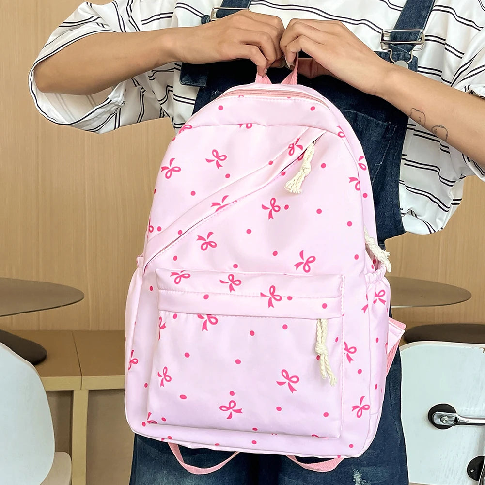 Mochila escolar universitaria con pajarita, 3 uds., con fiambrera, estuche para lápices, mochilas bonitas para niñas, conjunto de mochila escolar para chicas adolescentes