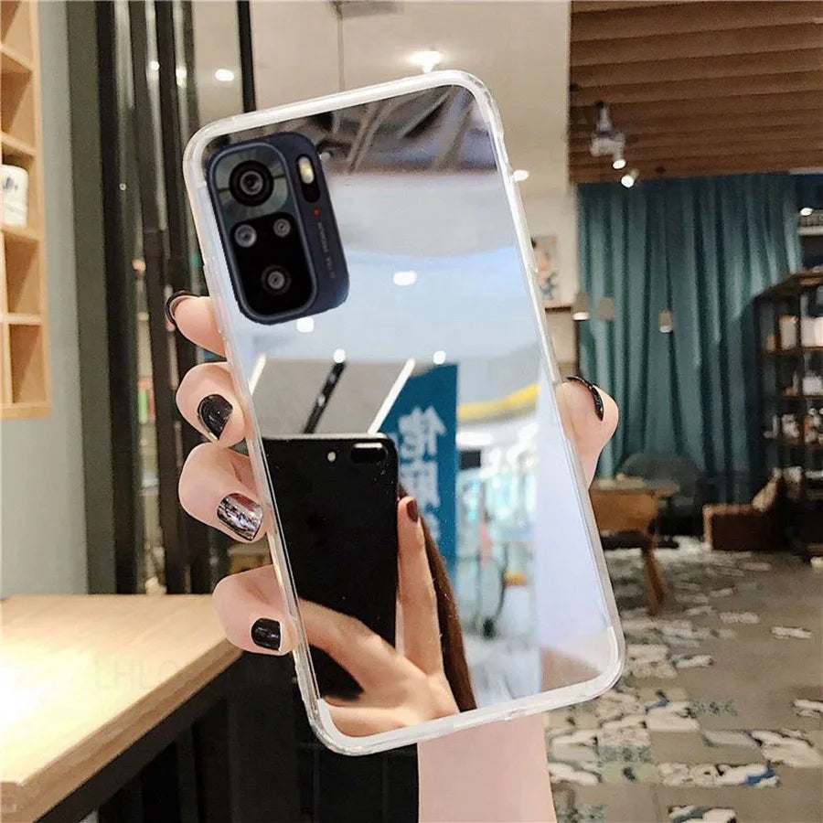 Funda de silicona suave con espejo de maquillaje para Xiaomi Poco M3 X6 Redmi Note 10 11 Pro Plus 5G 10S 11S 10A 10C