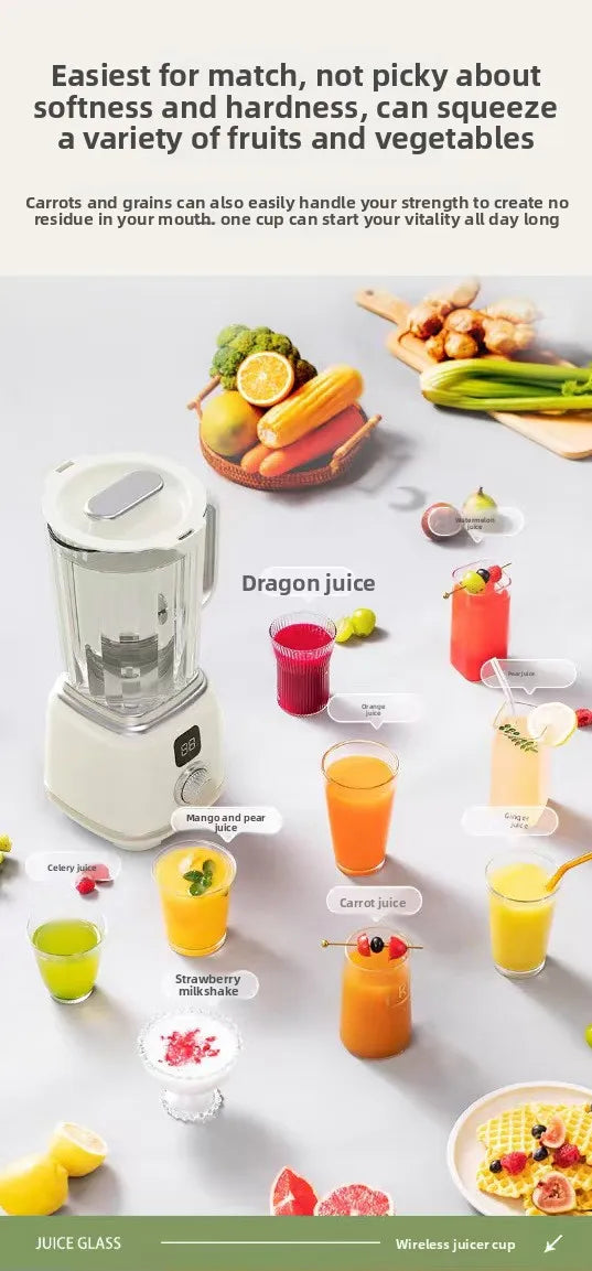 Nuevo extractor de jugo original para el hogar, máquina de procesamiento de frutas y jugo totalmente automática, licuadora de jugo portátil, hoja de acero inoxidable
