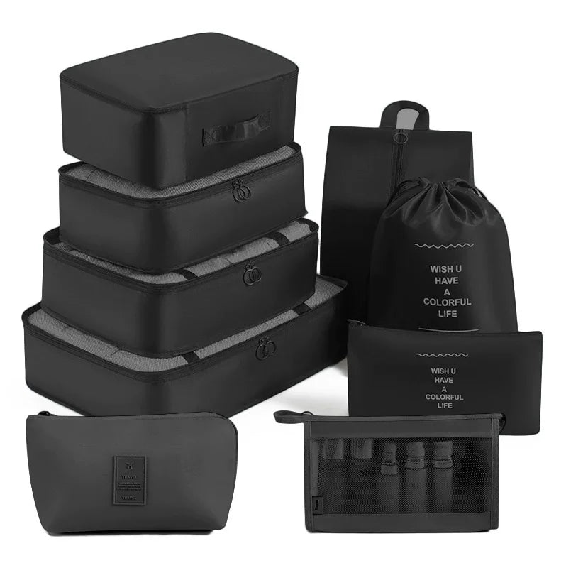 Juego de 7/8/9 piezas de bolsas de almacenamiento de viaje, artículos de tocador digitales, zapatos, bolsa organizadora de ropa, maleta, bolsa ordenada para ropa, juego de cubos de embalaje
