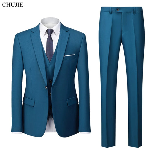 Eleganter 3-teiliger Anzug für Herren – Sakko, Weste und elegante Hose für Hochzeit 2025