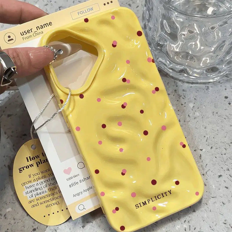 Funda de teléfono con textura de lunares de amor para iPhone 15 16 17 Pro Max, fundas para iPhone 13 14 12 11 Pro 16 Plus 17 Air, funda a prueba de golpes