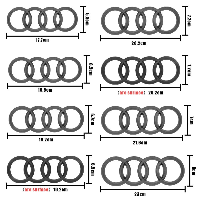 Emblema de Capó Delantero y Trasero para Coche, 4 Anillos, ABS, para Audi A3, A6L, A7, A1, A2, A8, A4, A5, Q3, Q5, Q8, Q7, Q2L, TT, Q6, RS3, RS4, RS5, RS6