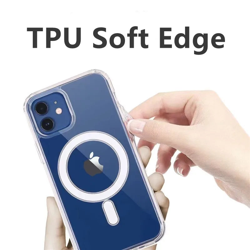 Funda de teléfono transparente magnética Original para Magsafe para iPhone 17 16 15 14 Plus 13 12 11 Pro Max cubierta trasera de carga inalámbrica